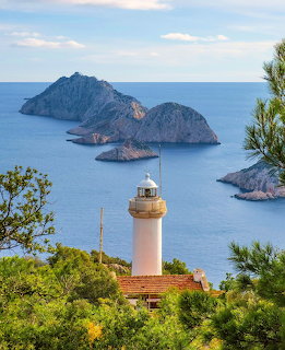 Lighthouse Overlooking Mediterranean Islands