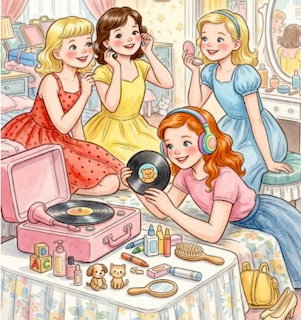 Girls Listening to Vinyl Records