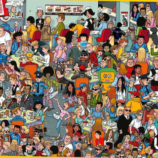 Crowded Retro Diner Scene