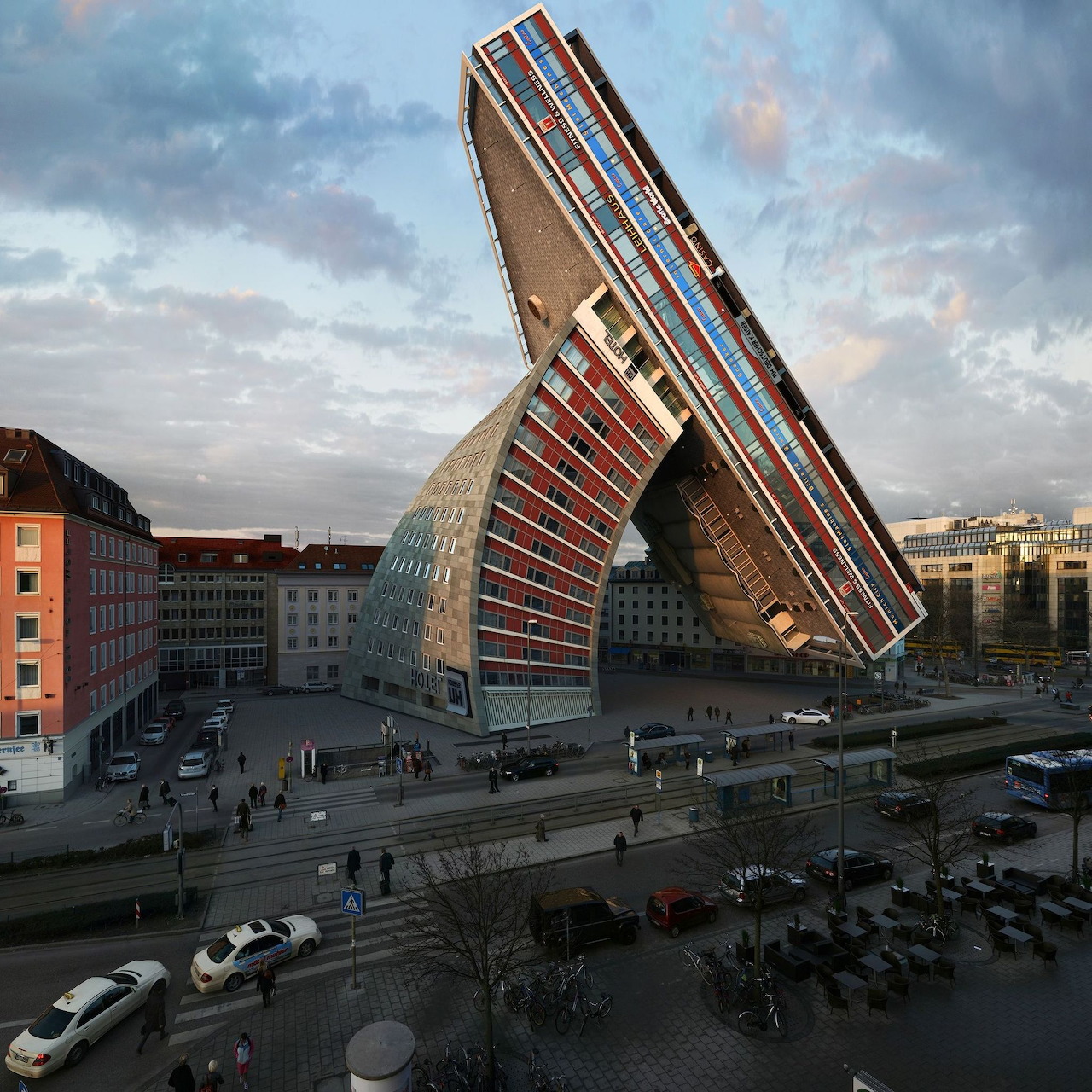 Tilted Modern Building