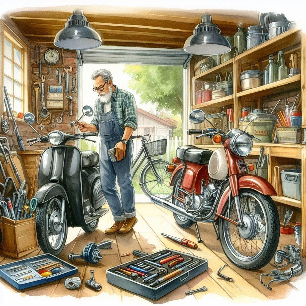 Vintage Motorcycle Garage Workshop