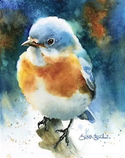 Watercolor Bluebird Painting