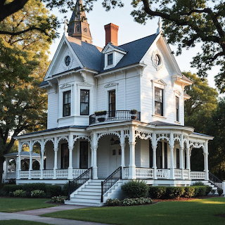 Victorian White House with Porch