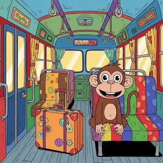 Monkey on Vacation Bus