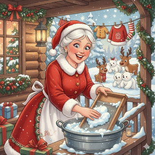 Mrs Claus Washing Laundry