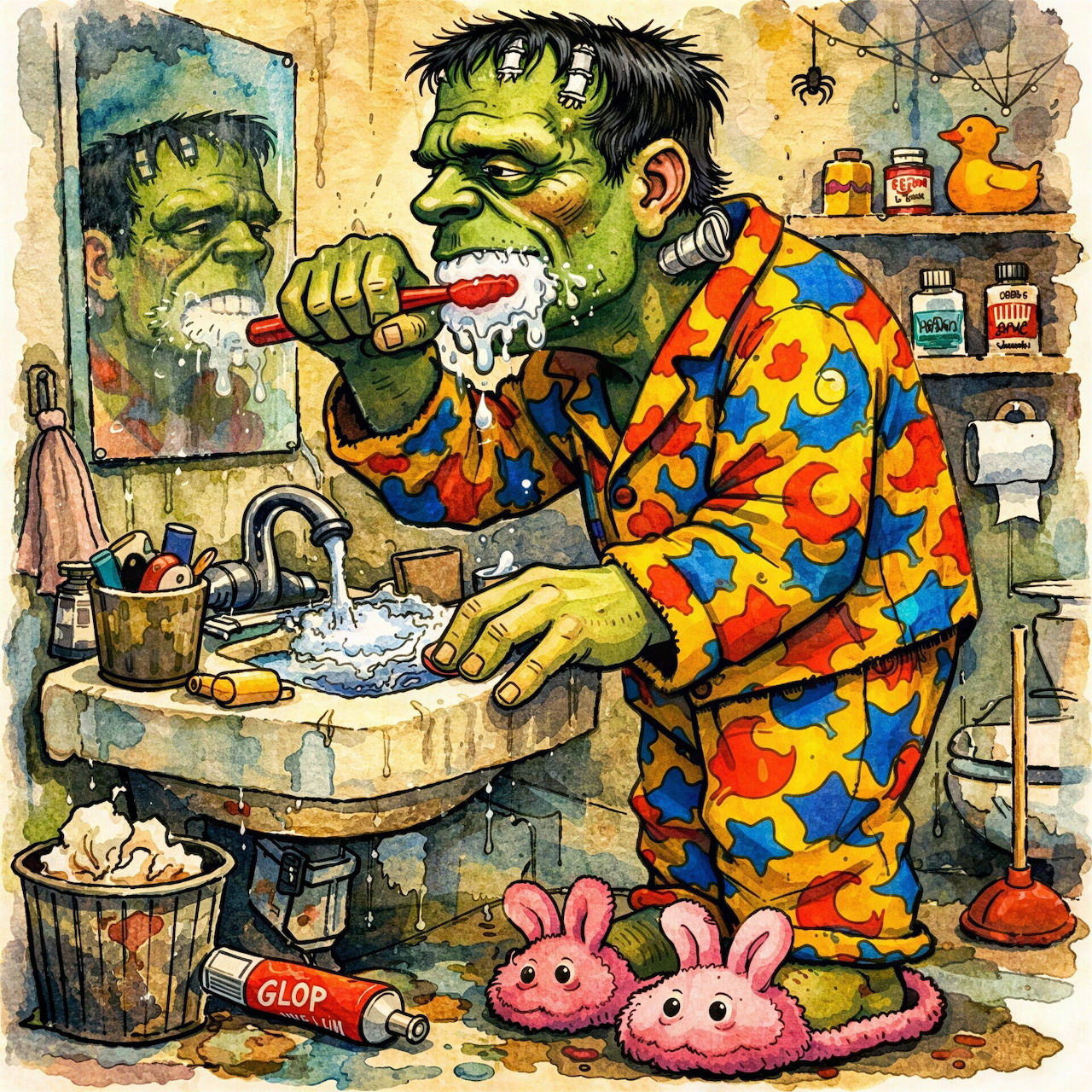 Frankenstein Brushing Teeth