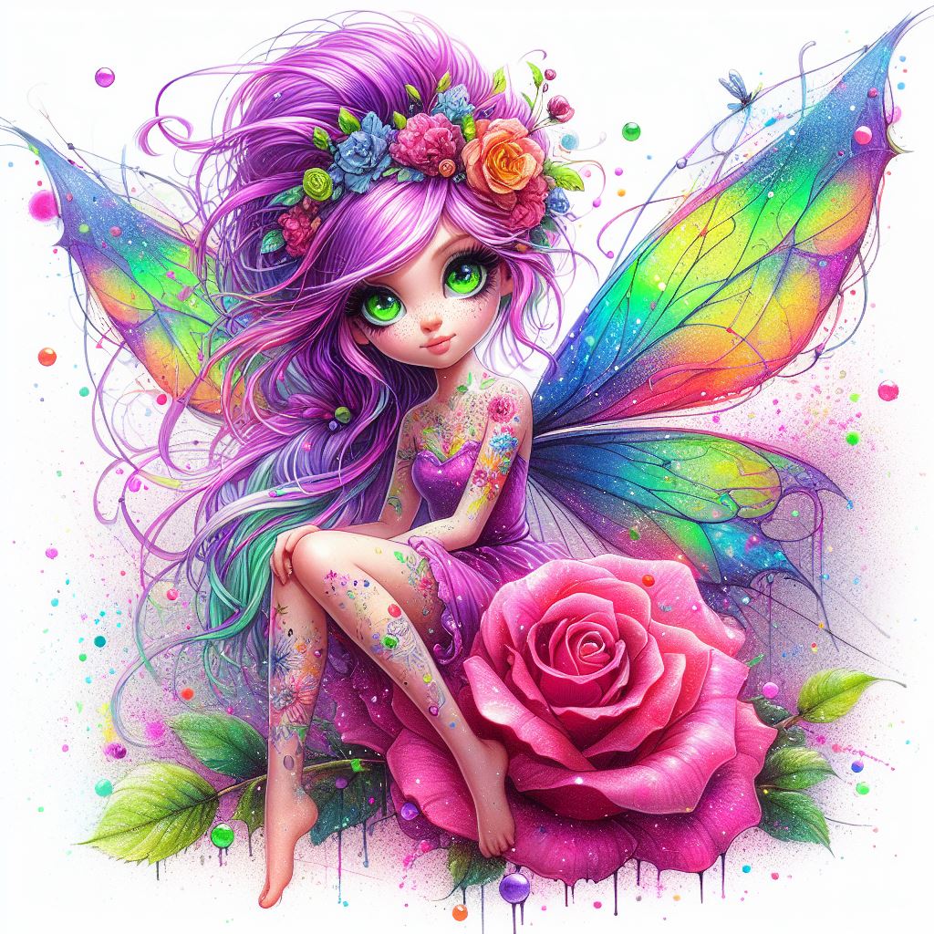 Rainbow Fairy with Flowers