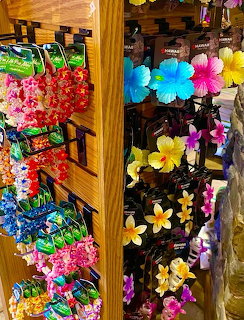 Hair clips decorated with colorful tropical hibiscus flowers