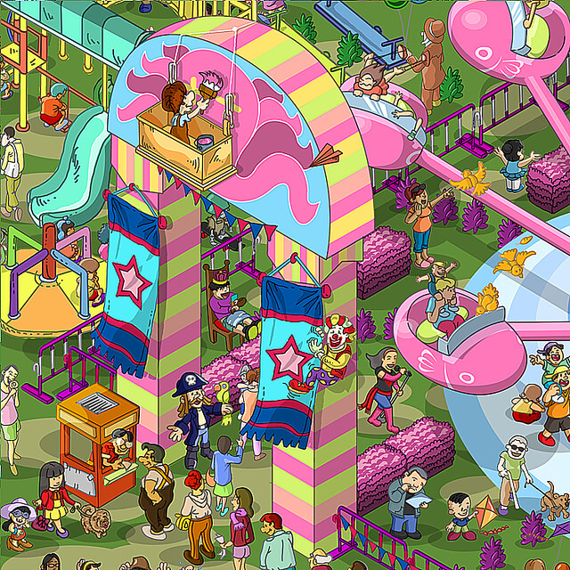 Colorful Amusement Park Slide