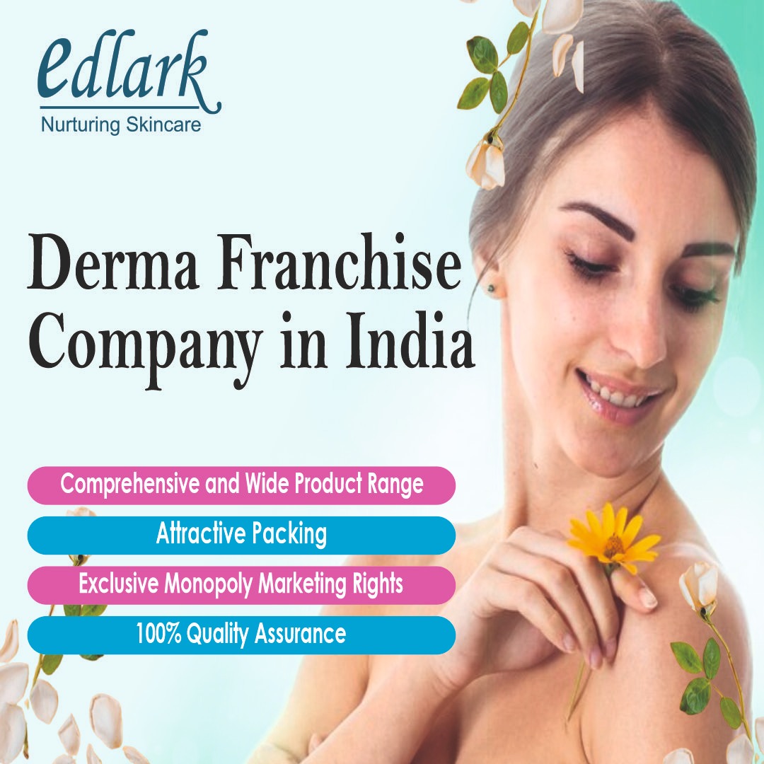 Smiling woman holding a yellow flower in a skincare promotional graphic with text banners