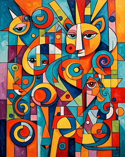 Colorful Cubist Abstract Faces