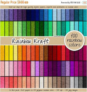 Grid of 100 kraft paper color swatches in rainbow colors arranged in rows