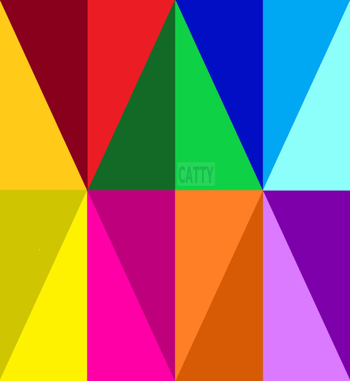 Colorful geometric abstract with triangular shapes in vibrant rainbow colors arranged in a grid pattern