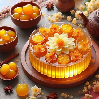 Golden Floral Jelly Dessert