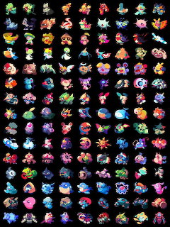 Grid of colorful Pokémon pixel art sprites from the Hoenn region on black background