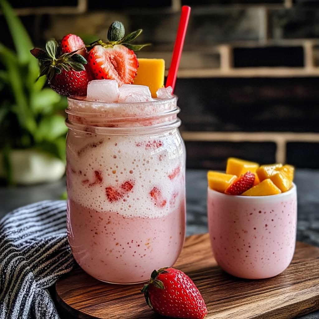 Strawberry Smoothie with Fresh Fruit