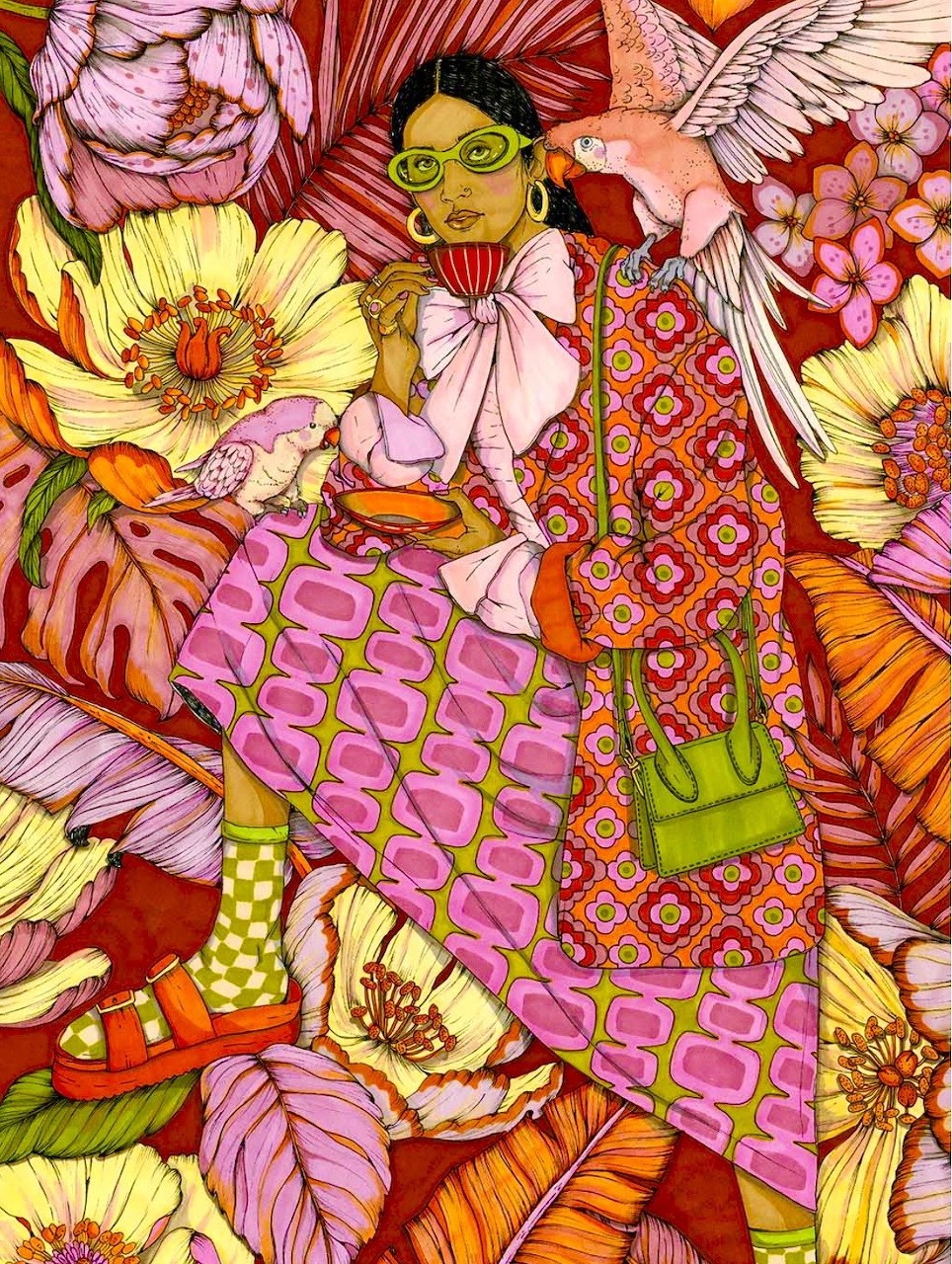 Vibrant Floral Fashion Illustration