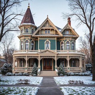 Victorian Mansion in Winter