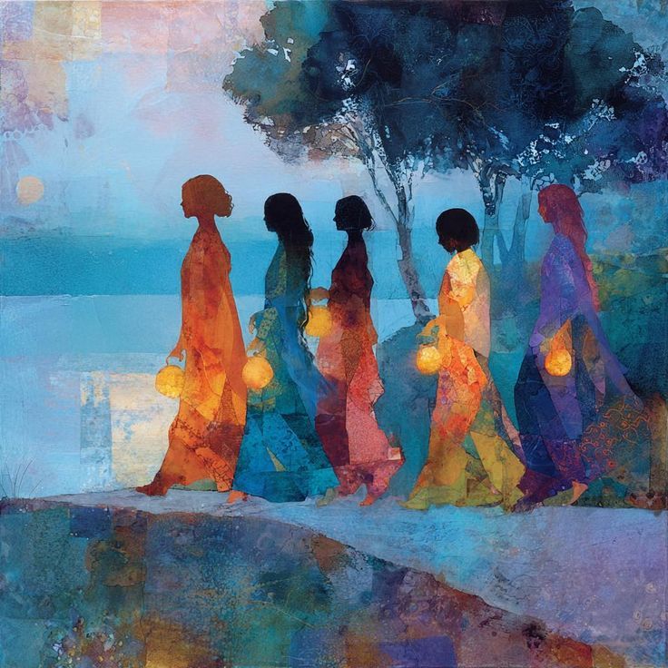 Women Walking with Lanterns