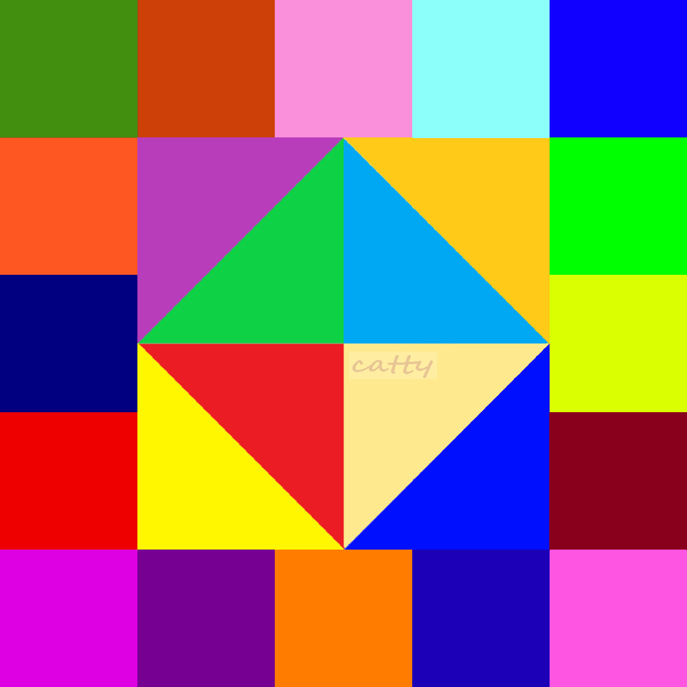 Colorful abstract grid with geometric shapes - central diamond surrounded by multicolored square blocks
