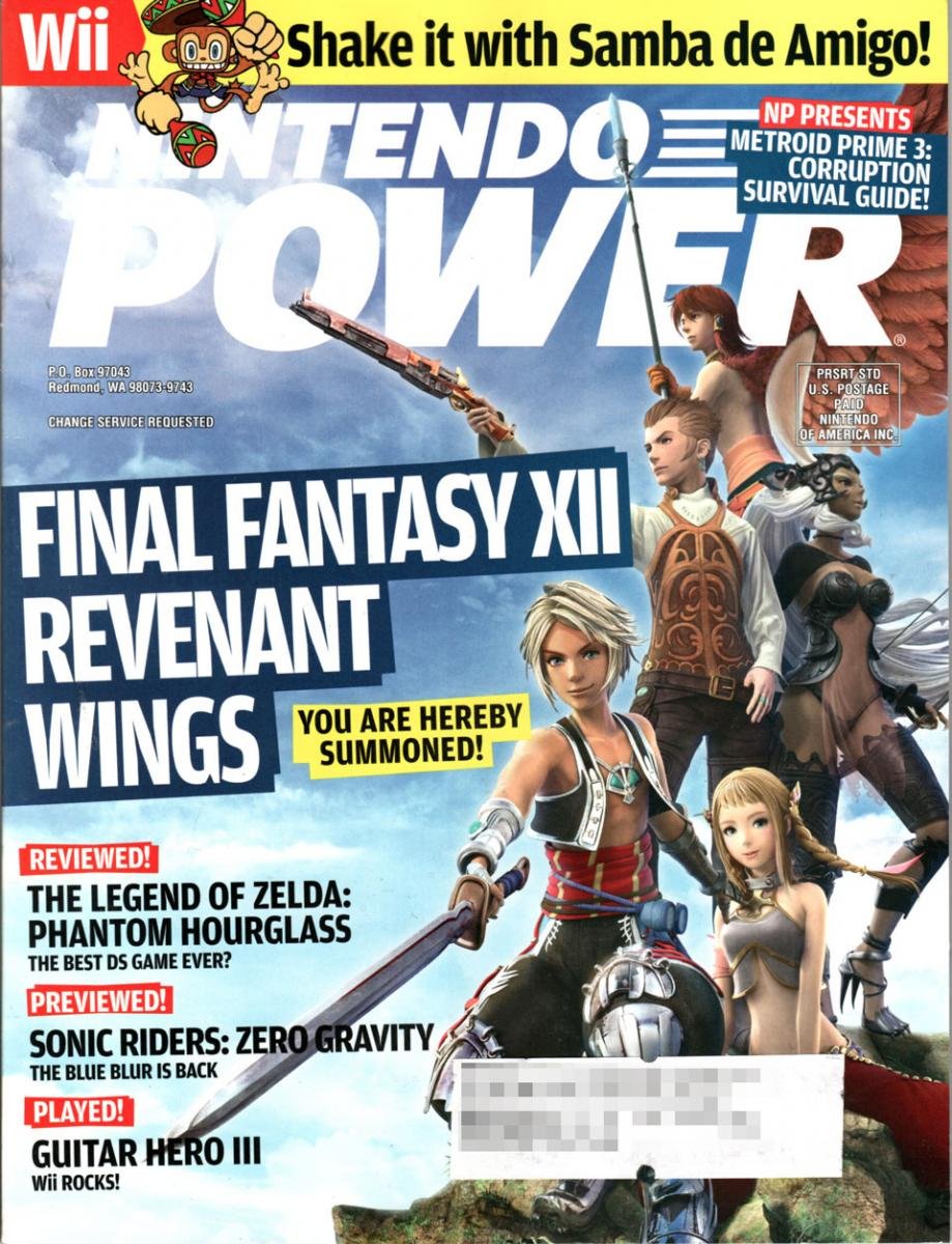 Nintendo Power magazine cover featuring Final Fantasy XII Revenant Wings characters and game previews