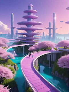 Purple Alien Sci-Fi Cityscape