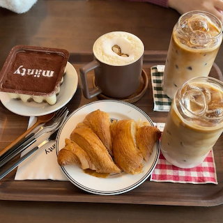 Iced Coffee and Croissants