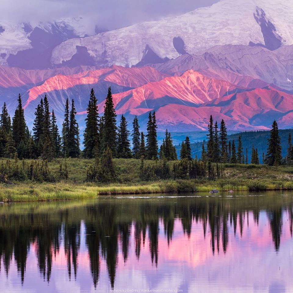 Mountain Lake Reflection at Sunset