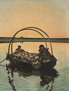 Boat Crossing at Sunset