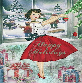 Vintage Christmas Card Woman
