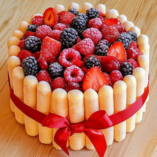Berry Charlotte Cake with Ladyfingers