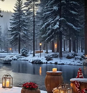 Snowy Winter River Scene