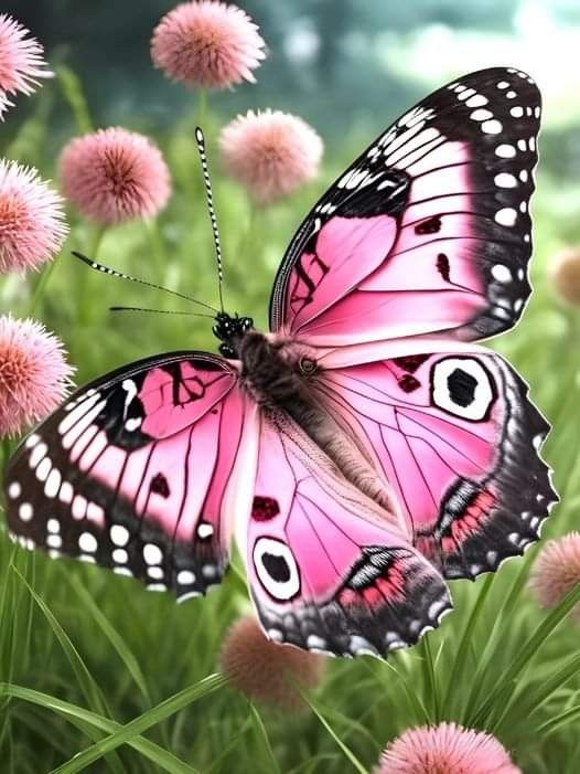 Pink Butterfly on Flowers