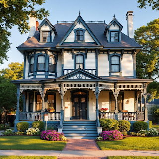Victorian House with Blue Trim