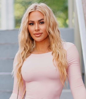 Blonde Woman Pink Top
