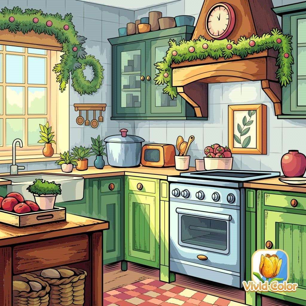Cozy Green Kitchen Interior