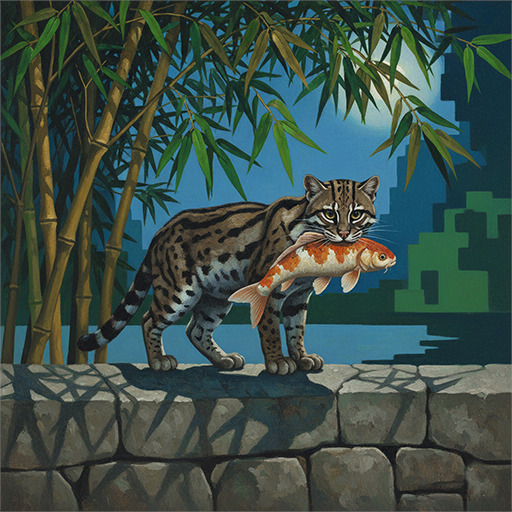 Fishing Cat with Fish