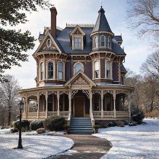 Victorian Mansion in Winter