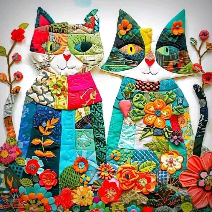 Patchwork Cat Folk Art