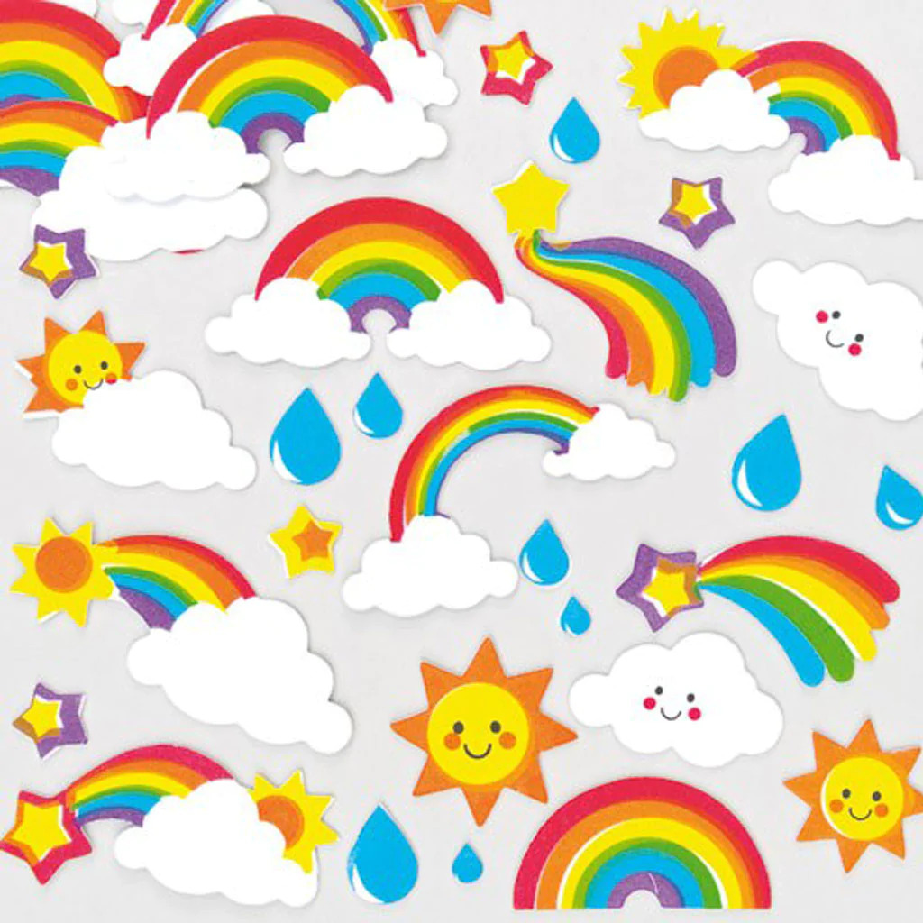 Rainbows Clouds and Sunshine Stickers