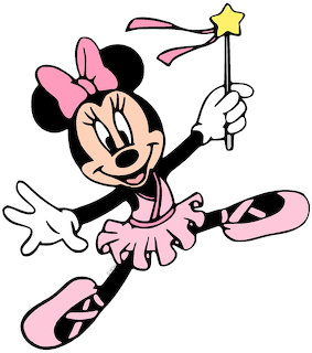 Minnie Mouse dancing in pink tutu holding star wand