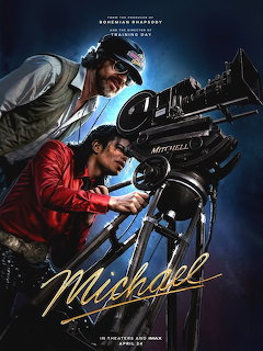 Movie poster featuring two filmmakers operating a large film camera under blue sky with dramatic lighting