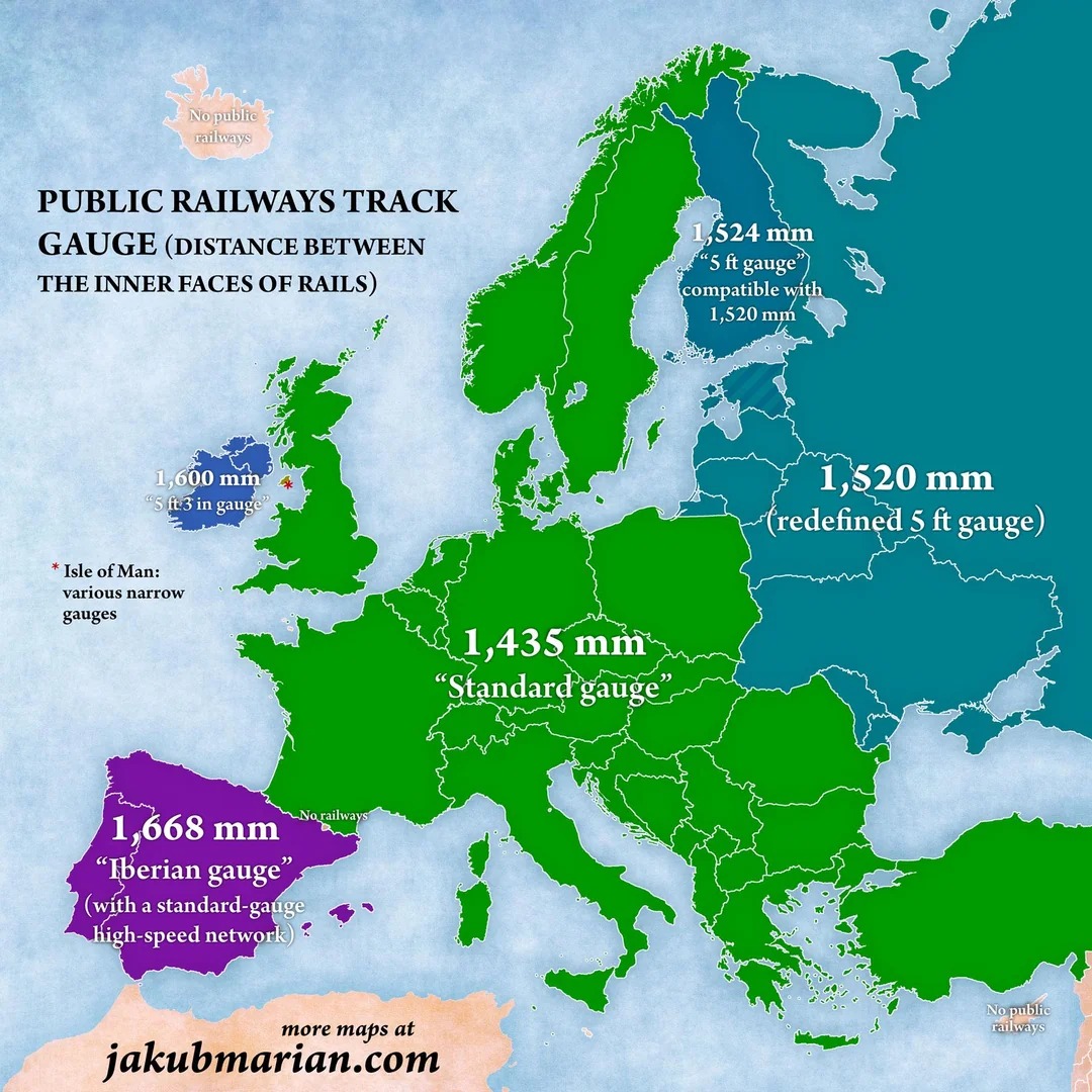 European Railway Gauge Map