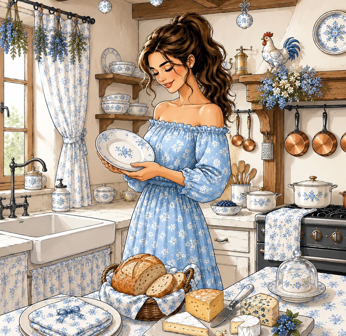 Woman in Rustic Kitchen