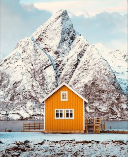 Orange House Snowy Mountain