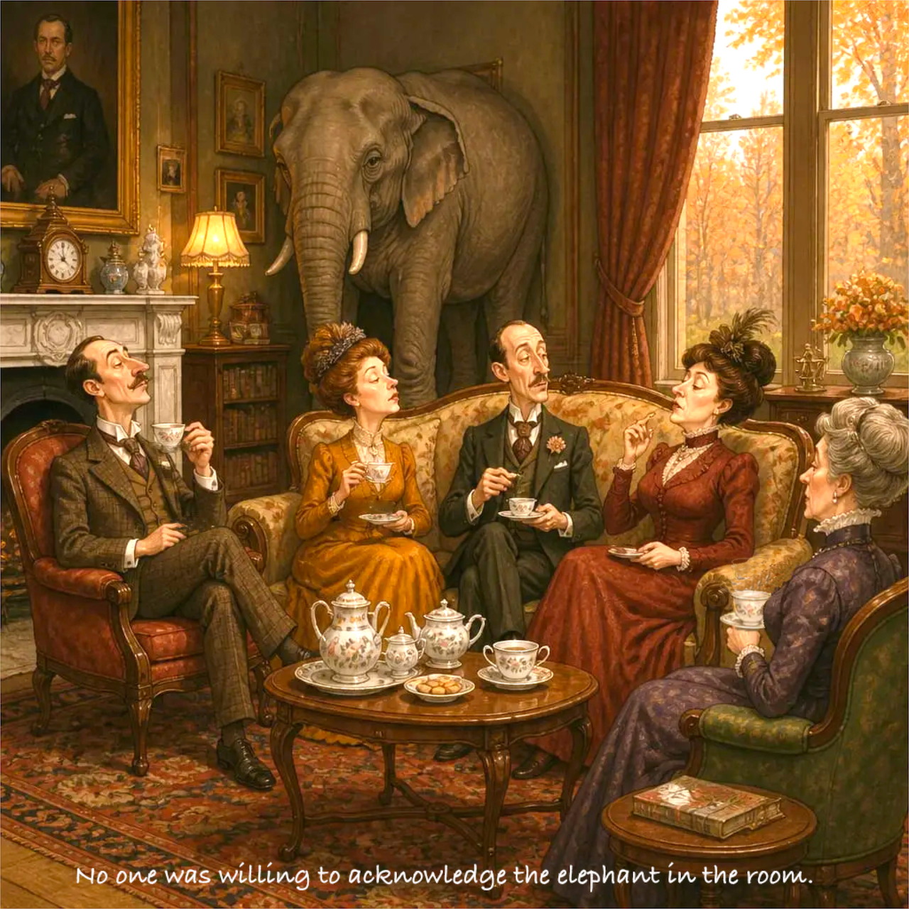 Elephant in Victorian Living Room