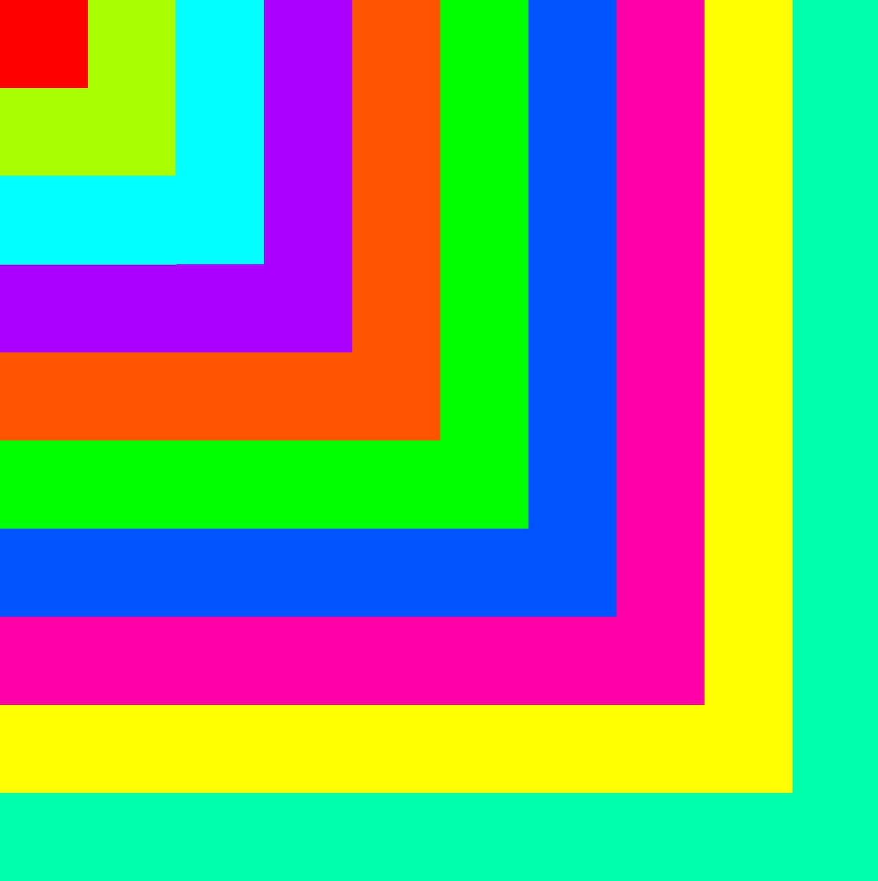 Abstract geometric pattern of nested colorful square frames spiraling toward center