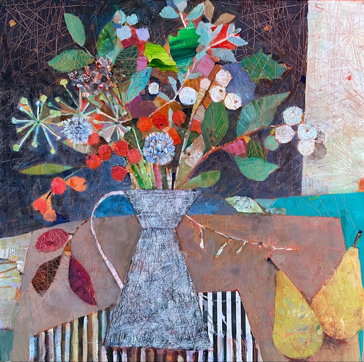 Mixed Media Flower Vase Still Life