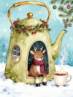 Christmas Teapot House Reindeer