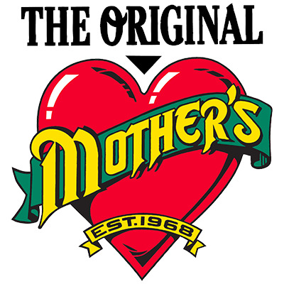 Red heart logo with yellow Mother's Esthetics text on ribbons
